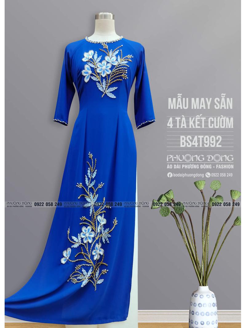 Áo Dài Bà Sui 2 Lớp 4 Tà Kết Cườm Pha Lê BS4T992